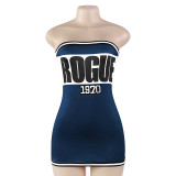 Letter Print Wrap Chest Mini Dress GAXB-A502DS