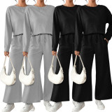 Solid Color Long Sleeve Sport Two PIece Pants Set ME-Q24S8524