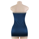 Letter Print Wrap Chest Mini Dress GAXB-A502DS