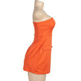 Sleeveless Tube Tops Solid Mini Dress GAXB-A176DS