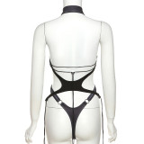 Sleeveless Letter Print Hollow Out Bodysuit GAXB-W057BS