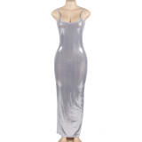Solid Color Sling Slim Maxi Dress GAXB-A150DS