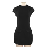 Solid Color Patchwork Sleeveless Mini Dress GAXB-A254DS