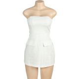 Sleeveless Tube Tops Solid Mini Dress GAXB-A176DS