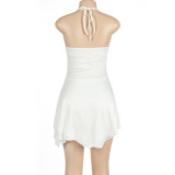 Solid Halter Slim Irregular Mini Dress GAXB-A152DS