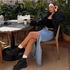 Fashion Loose Split Denim Long Skirt GKNF-TS-3415