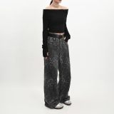 Leopard Print Straight Denim Jeans GKNF-TSSC-3269