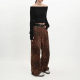 Leopard Print Straight Denim Jeans GKNF-TSSC-3269