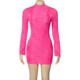 Solid Color Long Sleeve Mini Dress GAXB-A192DS