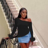 Solid Patchwork Long Sleeve T Shirt GAXB-A229TP