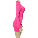 Solid Color Long Sleeve Mini Dress GAXB-A192DS