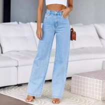 Fashion Zipper Wide Leg Jeans GKNF-TS-24223