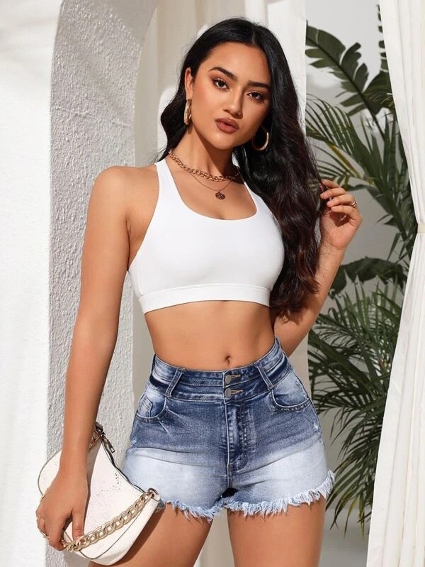 High Waist Holes Denim Shorts GKNF-TSXF-2362