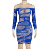 Mesh See Through Splicing Erotic Mini Dress GAXB-A188DS