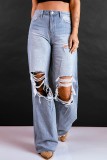 Fashion Holes Washed Staight Jeans GKNF-TSX-9061