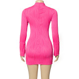 Solid Color Long Sleeve Mini Dress GAXB-A192DS