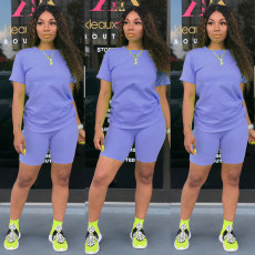 Solid Color Short Sleeve Sport 2 Piece Shorts Set GYSL-999