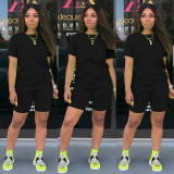 Solid Color Short Sleeve Sport 2 Piece Shorts Set GYSL-999