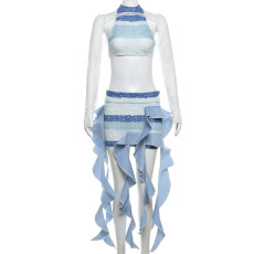 Sexy Hanging Neck Small Vest Half Skirt Set XEF-47813