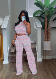 Sleeveless Print Wide Leg Pants 2 Piece Set SFY-2781