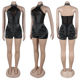 Hot Drill See Through Backless Romper NY-3209