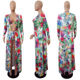 Floral Print Bikini Swimsuit Three Piece Set LSL-6066