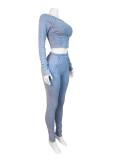Solid Color Tight Long Sleeve Two Piece Pants Set CH-HR24043