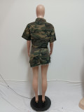 Camouflage Print Irregular Skirt Two Piece Set QXTF-82055