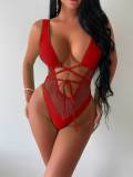 Mesh Patchwork Tie Up One-piece Swimsuit DYSC-DY0109141
