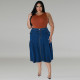 Plus Size Casual Loose Solid Denim Half Body Skirt GDAM-218608