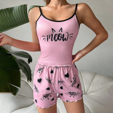 Sexy Pajamas Sleeveless Camisole Shorts Homewear Set GLSY-W0298