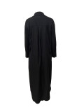 Long Sleeve Looose Solid Color Shirt Dress LSD-1787