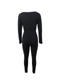 U Neck Long Sleeve Two Piece Skirt Set LSD-1707