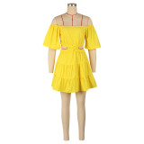 One Neck Short Sleeve Cake Dress AIL-279