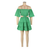 One Neck Short Sleeve Cake Dress AIL-279