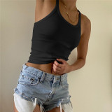 Solid Color Ribbed U Neck Vest GZJF-ZJ2576