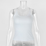 Solid Color Ribbed U Neck Vest GZJF-ZJ2576