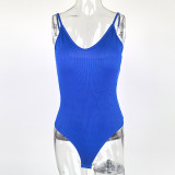 Solid Color V Neck Sling Bodysuit GZJF-ZJ1276