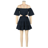 One Neck Short Sleeve Cake Dress AIL-279