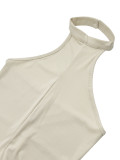 Solid Color Tight Backless Halter Jumpsuit YH-5352