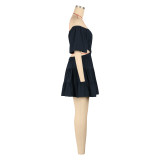 One Neck Short Sleeve Cake Dress AIL-279