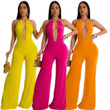 Sexy Solid Color Backless Jumpsuit XHXF-8700
