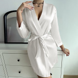 Sexy Ice Silk Solid Color Nightgown Sling Homewear GDNL-H83
