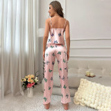 Suspender Pants Set Printed Loungewear GDNL-31052139