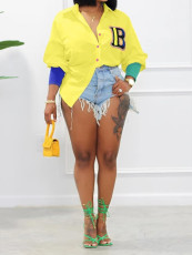 Plus Size Fashion Contrast Color Shirt GAWE-6265