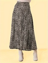 Plus Size Casual Loose Leopard Print Half-body Skirt GAWE-6304