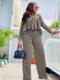 Plus Size Loose Print Long Sleeve Pants Set GAWE-6291