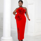 Solid Color Sleeeveless Split Long Dress BY-7039