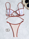 Tie Up Color Block Bikinis Swimsuit 2 Piece Set CASF-6726