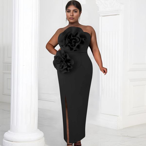 Solid Color Sleeeveless Split Long Dress BY-7039